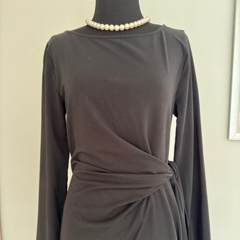 Lands’ End Boatneck Long Sleeve Tie Waist Dress - Picture 4 of 10